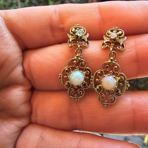 14k Opal Drop Earrings - Picture 5 of 5
